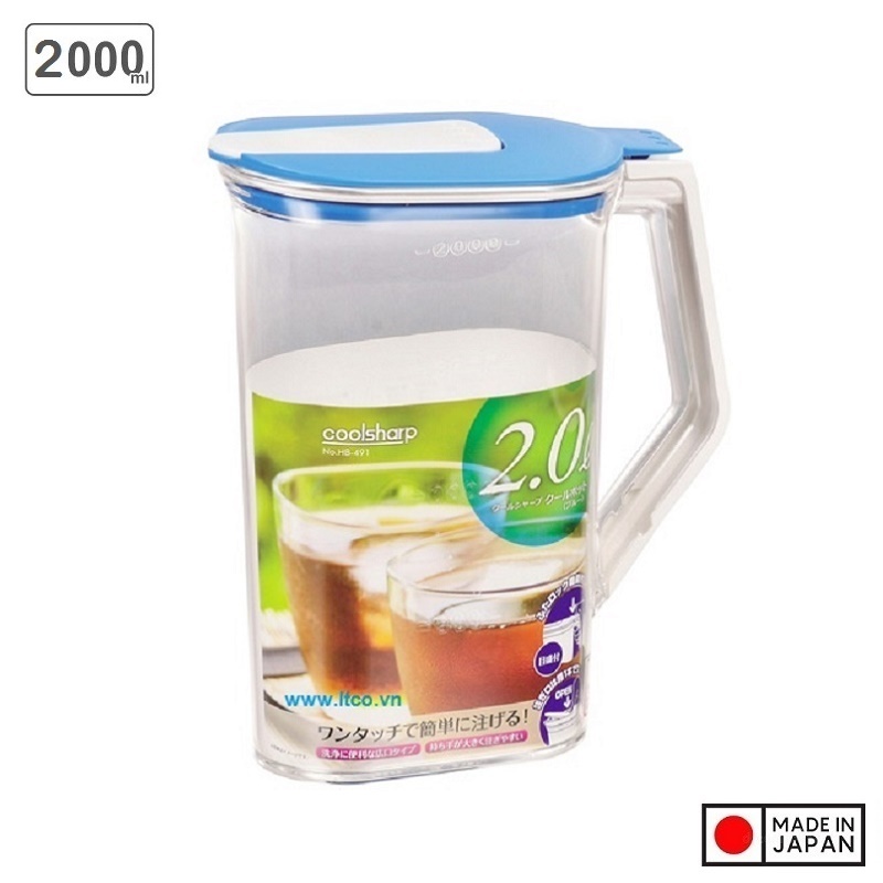 Bình đựng nước tiện dụng 2000ml (nắp xanh) - Hàng nội địa Nhật