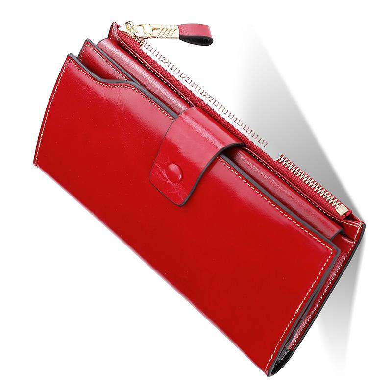 Phong cách mới nhất bán chạy ví mới da sáp dầu Clutch túi đựng tiền xu nữ đựng thẻ hóa đơn lớn kẹp ví dài