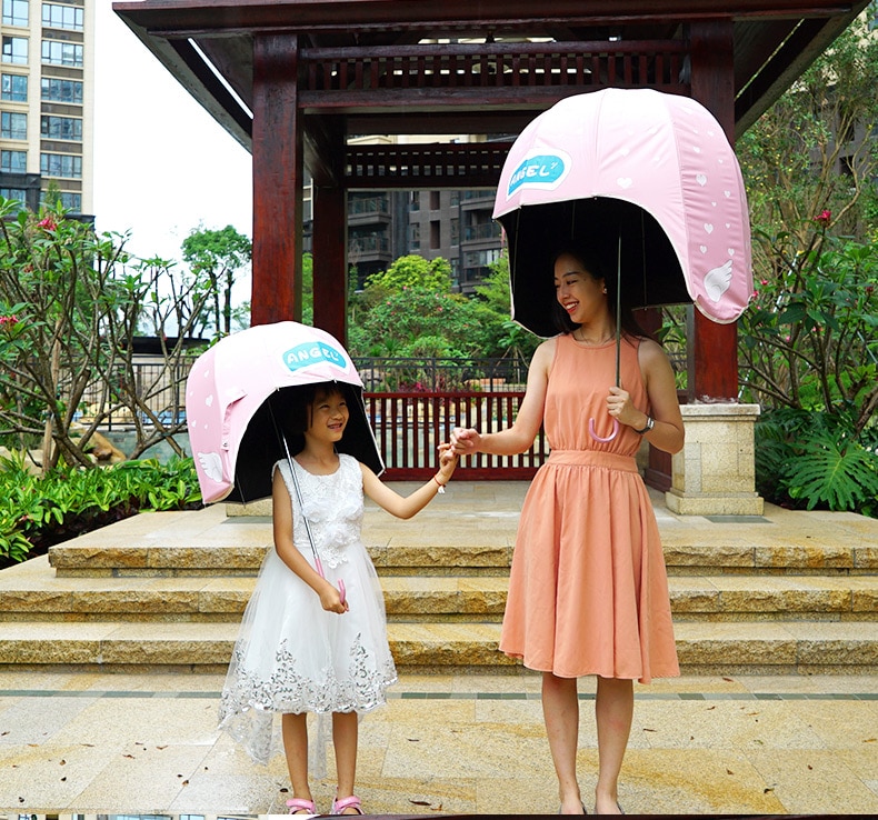 Ô dù họa tiết hoạt hình dễ thương Cartoon Helmet Sun Umbrella Kids