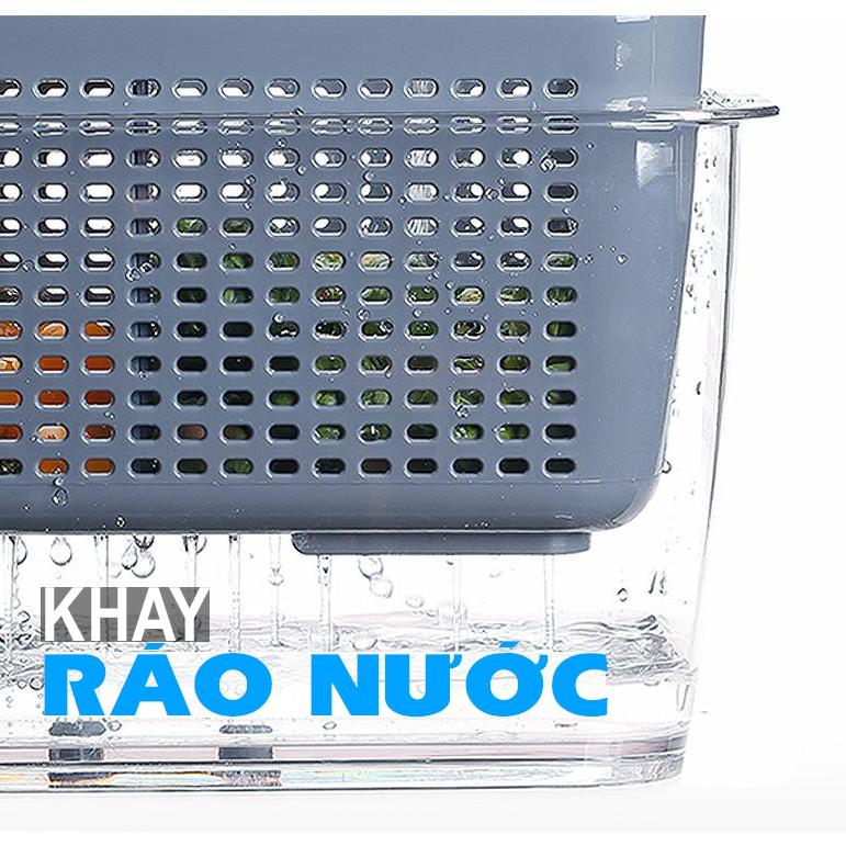 Hộp Đựng Thực Phẩm Tủ Lạnh 2 Lớp Có Lỗ Thoát Nước, Thoát Khí, Dễ Dàng Bảo Quản Rau Củ