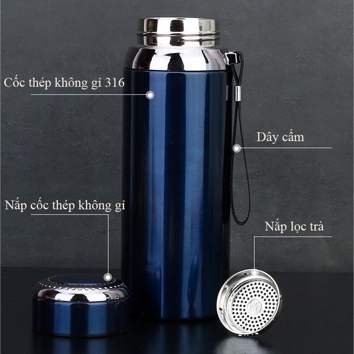 BÌNH GIỮ NHIỆT 1000ML INOX 316 KHÔNG GỈ CAO CẤP CÓ TẤM LỌC TRÀ GIỮ NÓNG LẠNH LÊN ĐẾN 24H CÓ DÂY TREO TIỆN LỢI