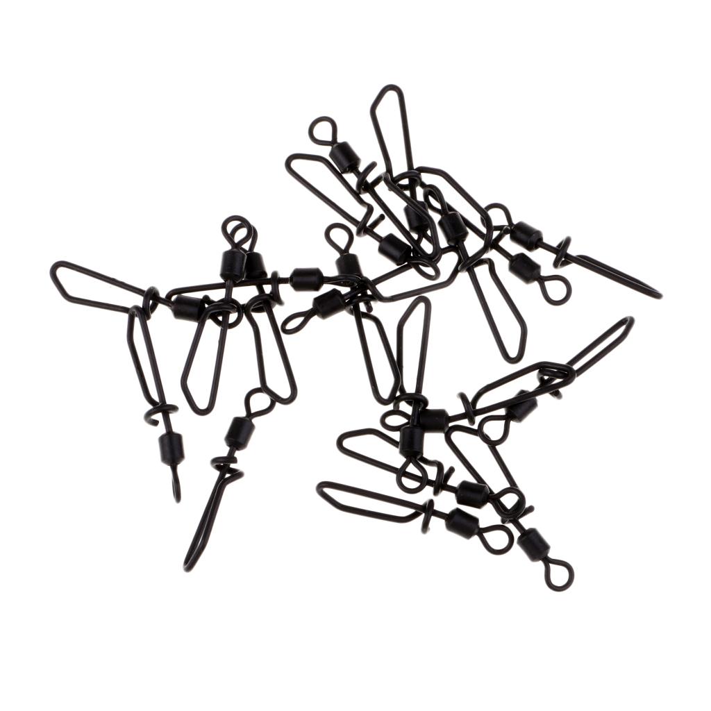 20pcs Q-Shaped Matt Black Carp Quick Change Swivel Fishing Terminal Tackle