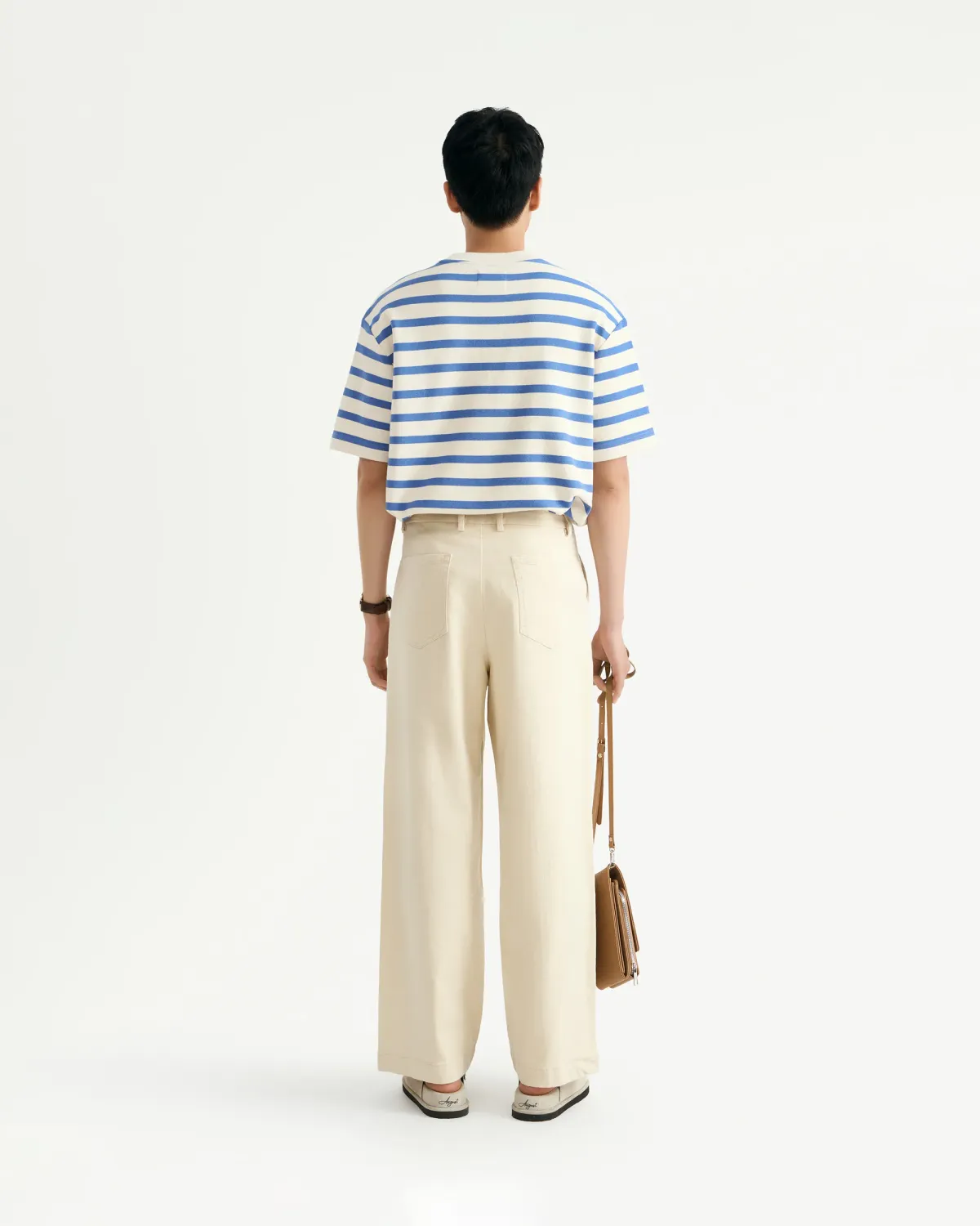 Áo thun nam tay ngắn sọc ngang lớn jacquard Form loose - RT 10S25TSS050 | ROUTINE CÀ MAU