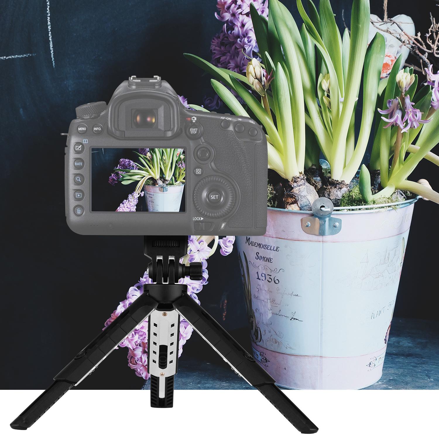 Chân đế gấp ba chân để bàn mini với vít gắn 1/4 inch 5 cấp có thể điều chỉnh cho máy ảnh DSLR không gương lật DV LED