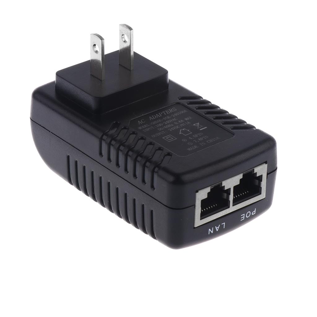 24V 1A PoE Injector Power Over Ethernet Adapter for 802.3 af IP Camera Wlan AP