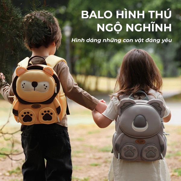 Balo cho bé mầm non Zoyzoii B38 Forest animal backpack hình động vật rừng dễ thương, siêu nhẹ, đeo êm ái - Hàng chính hãng
