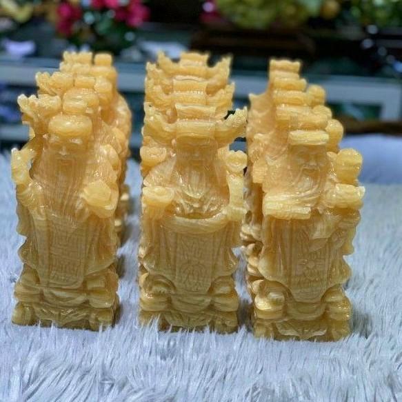 Bộ tượng Phúc Lộc Thọ đá phong thủy, cao 22cm, đá ngọc hoàng long, ngọc pakistan