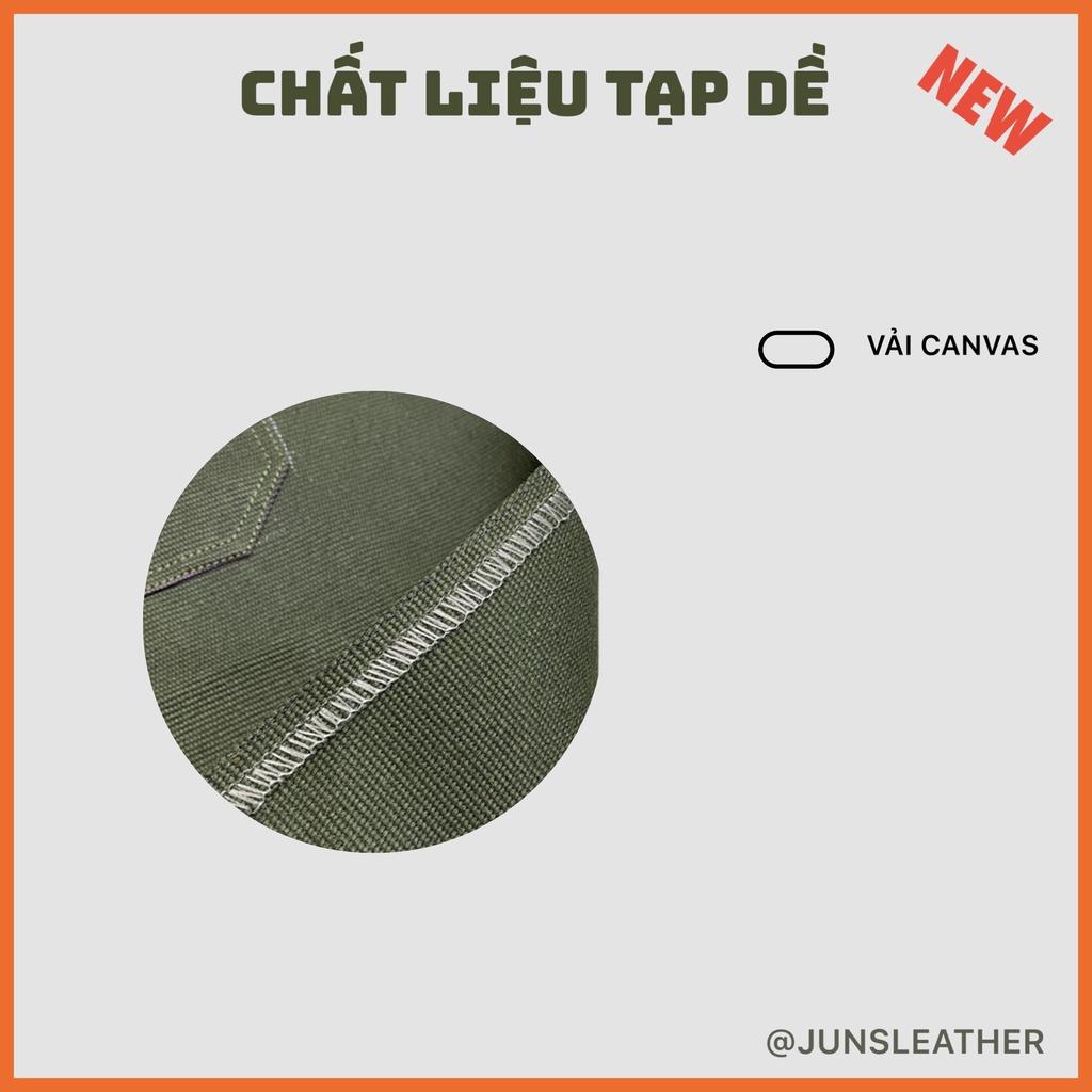 Tạp dề pha chế vải canvas dây da của Junsleather phối da bò cao cấp dành cho Barista/Bartender quán cà phê