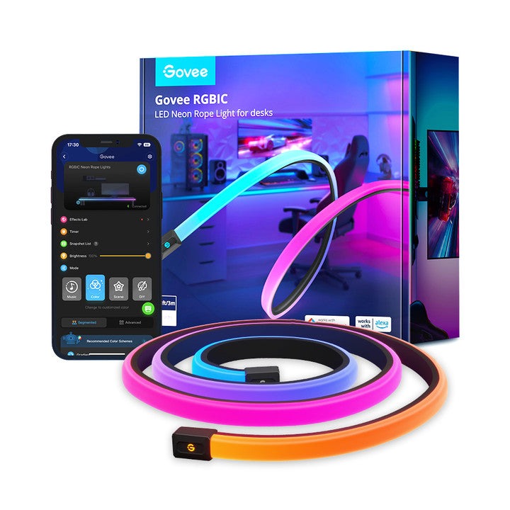 Dây LED RGBIC trang trí dán cạnh bàn Govee RGBIC LED Neon Rope Lights for Desks H61C3 | 10 ft/3m
