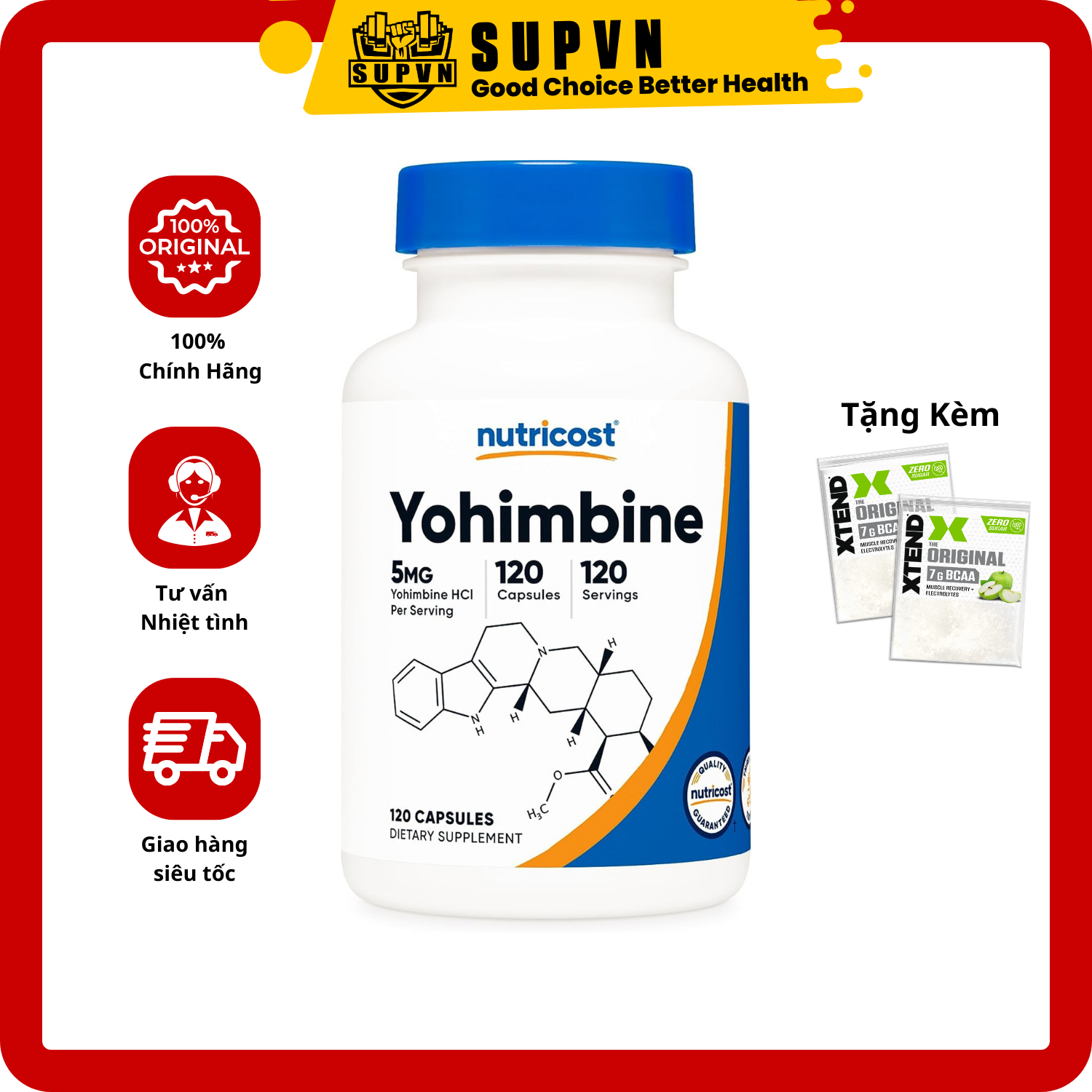 Nutricost Yohimbine HCL Capsules 5 mg - Hỗ Trợ Giảm Mỡ Và Cải Thiện Tâm Trạng