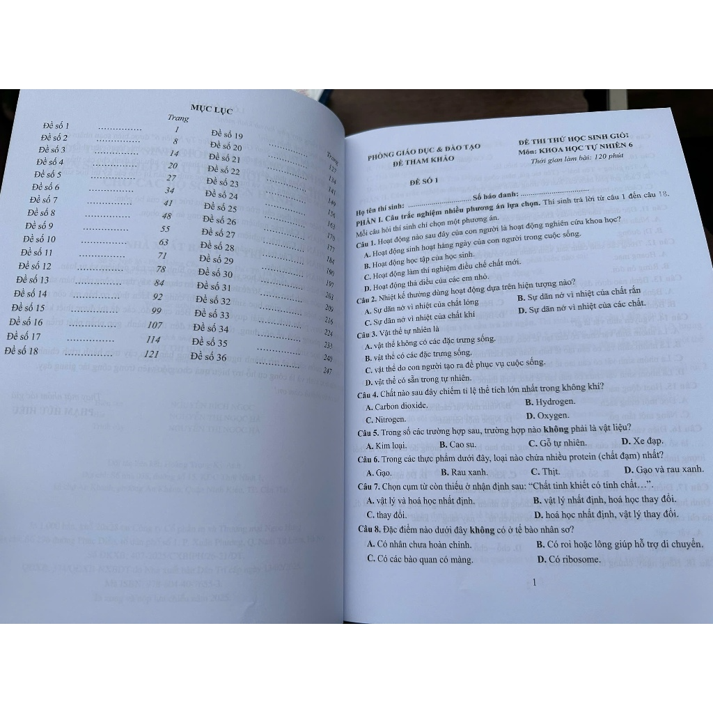 Sách - 36 Đề Thi Học Sinh Giỏi Khoa Học Tự Nhiên 6
