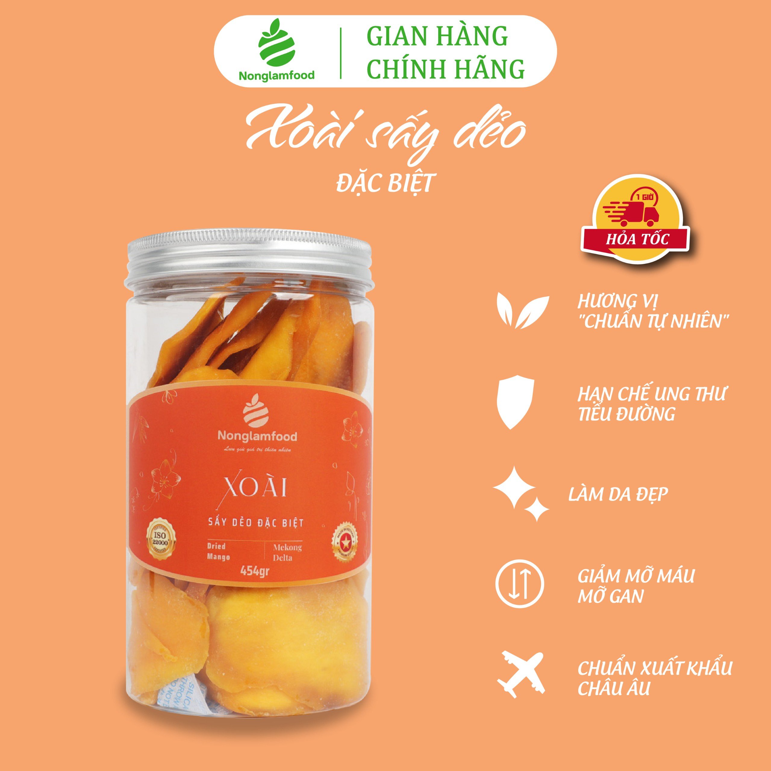 Xoài Sấy Dẻo Thượng Hạng Nonglamfood hũ 454g | Quà tặng cao cấp Xuân Giáp Thìn cho người thân, bạn bè, doanh nghiệp