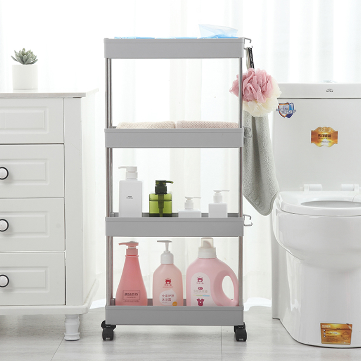 Kệ Nhà Tắm 4 Tầng Để Dầu Gội Sữa Tắm, Có Bánh Xe Di Chuyển Linh Hoạt Để Khe Hẹp Tiết Kiệm Diện Tích Tận Dụng Không Gian Hở - Giao Màu Ngẫu Nhiên