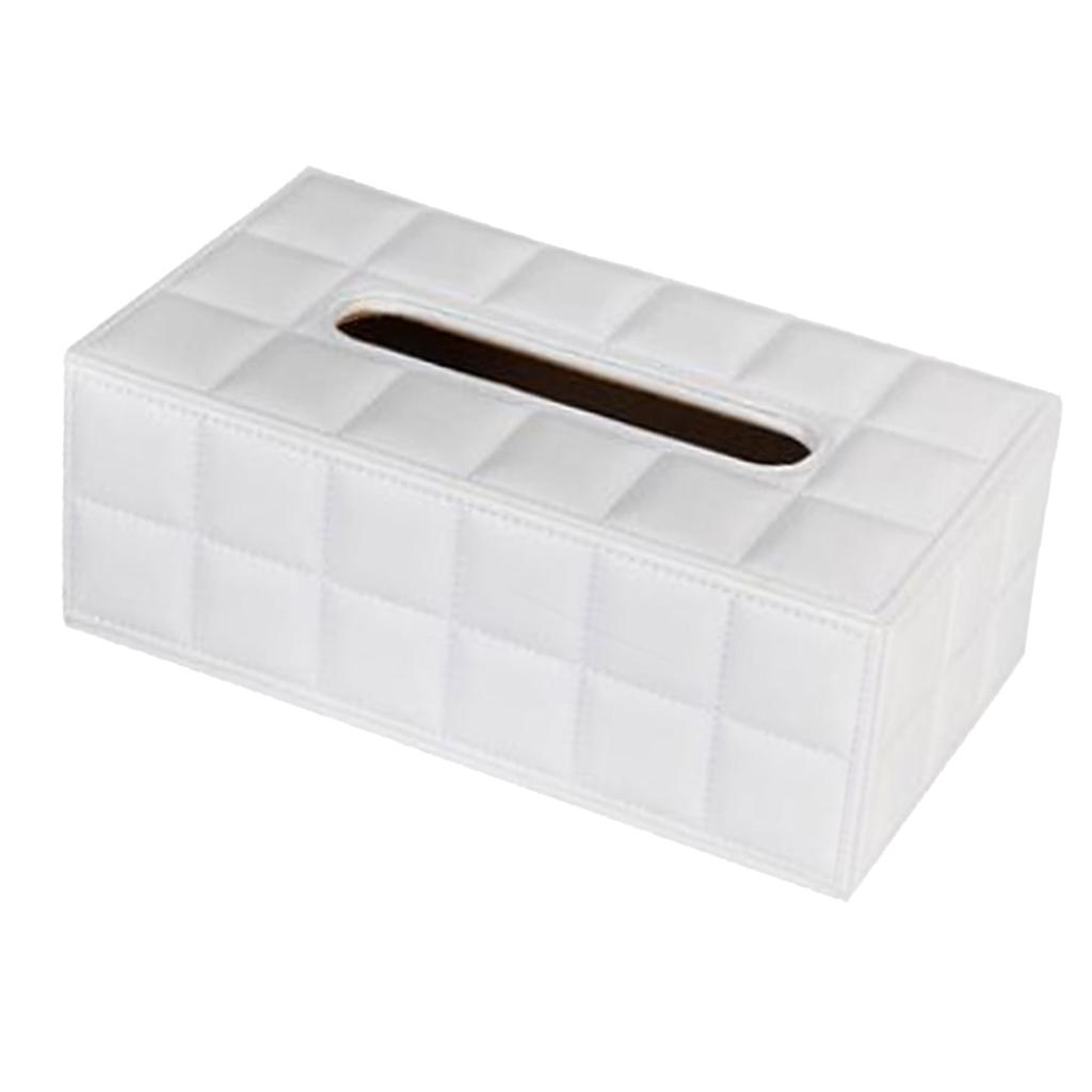 White Room Car PU Leather Tissue Box Paper Holder Cover Napkin Rectangle
