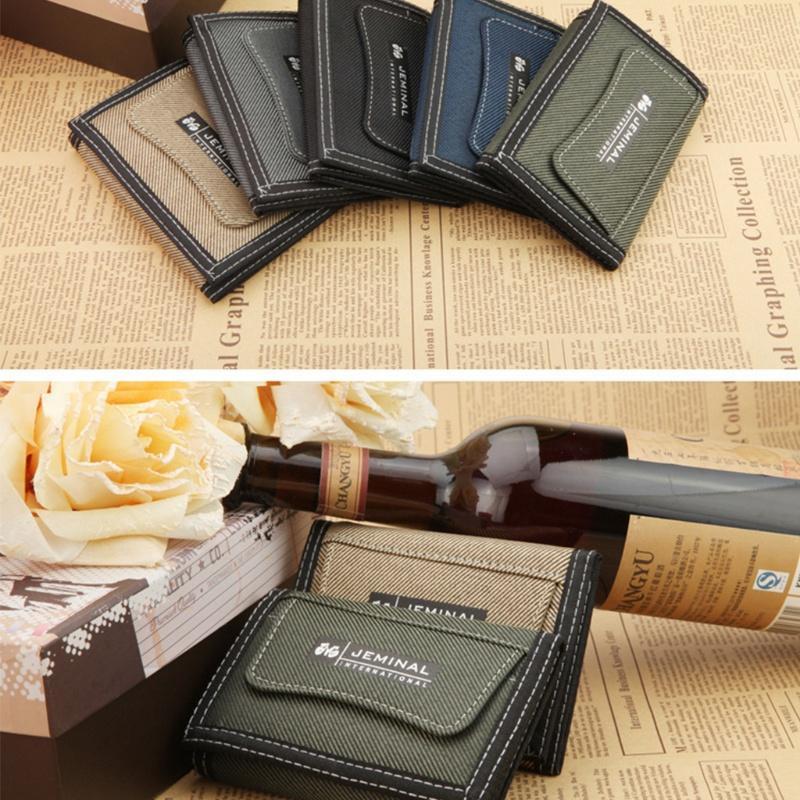 HAN Men Canvas Wallet Short Design Pocket Zipper Coin Purse Credit Card ID Holder