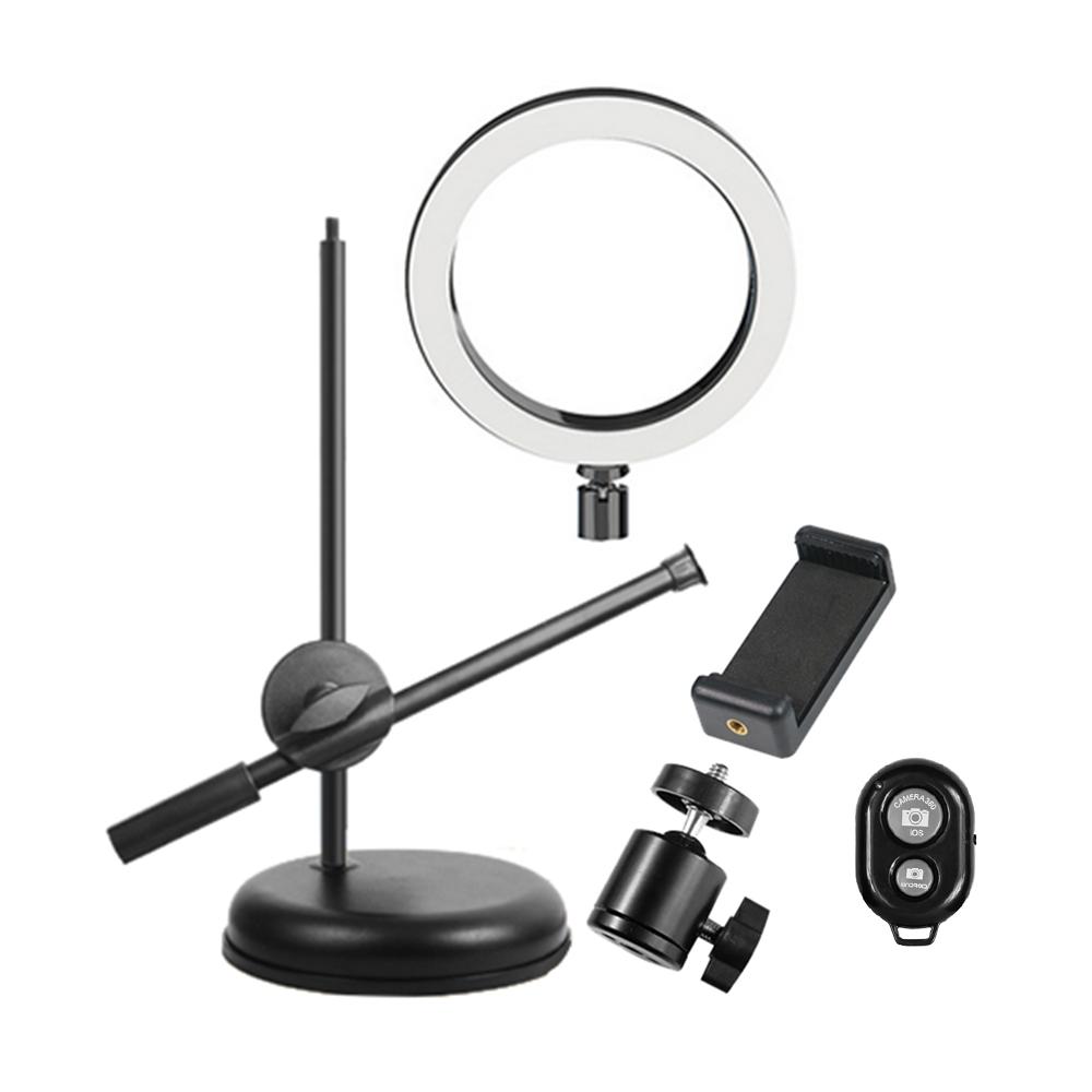 Đế kẹp điện thoại để bàn chụp ảnh selfie Ring Light 6in / 16cm Có thể điều chỉnh độ sáng 3200K đến 5800K