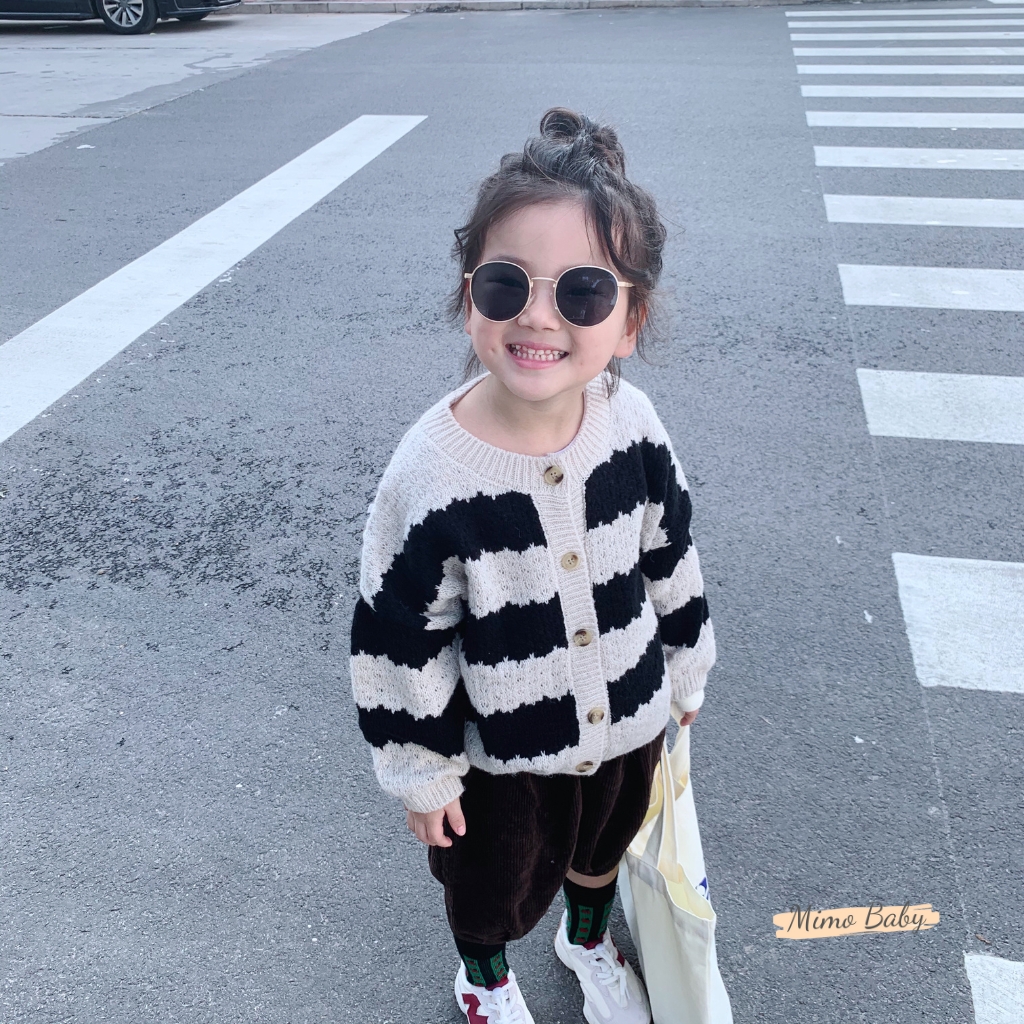 Áo cardigan len kẻ sọc basic mùa thu đông cho bé style Hàn Quốc QA64 Mimo Baby