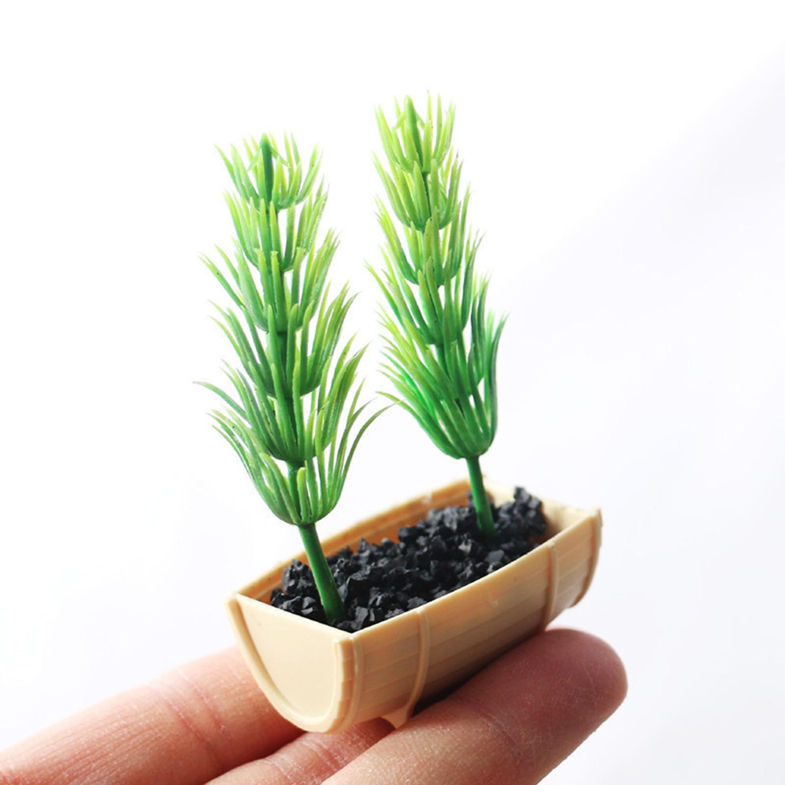 2 Pieces Dollhouse Plants Tiny Fake Greenery for Mini House Model Micro Landscape