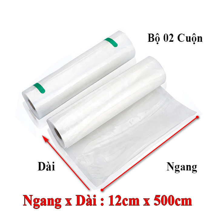 Bộ 2 cuộn túi hút chân không một mặt nhám rộng - 12x500cm