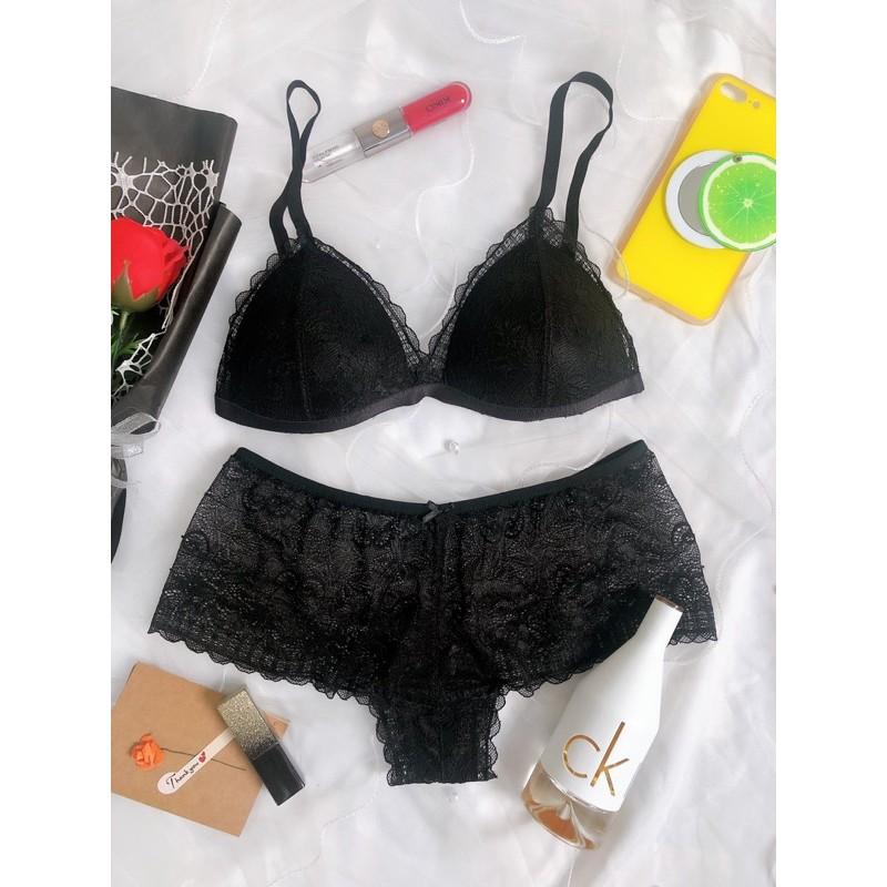 Athena black - Set lót ren áo bra không gọng mút mỏng