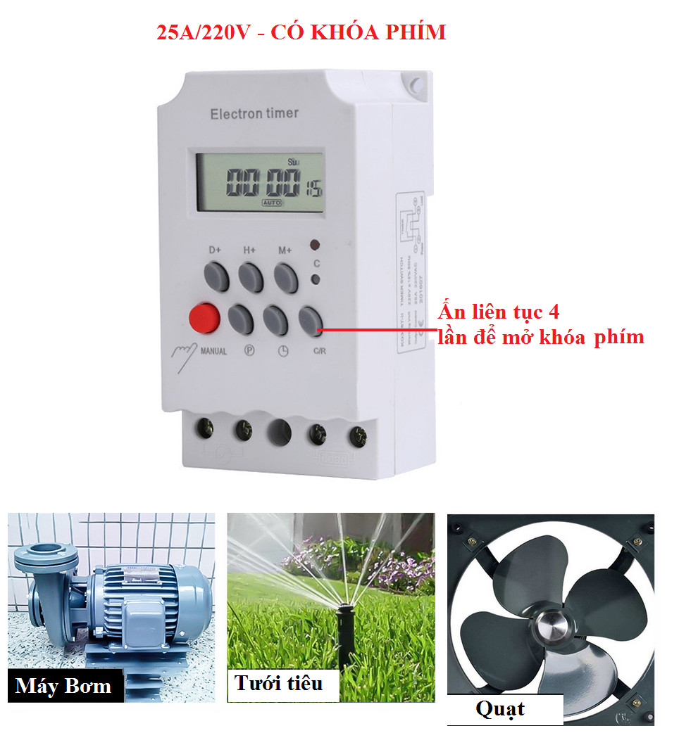 Công tắc hẹn giờ Kg316T-ii 17 chương trình công suất lớn 25A/220V