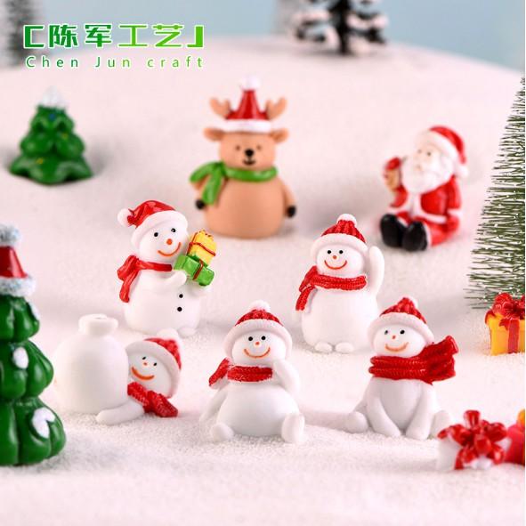 Mô hình người tuyết dễ thương, tuần lộc, ông già noel, gói quà Giáng sinh trang trí tiểu cảnh, móc khóa, DIY