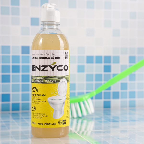 Nước Tẩy Bồn Cầu Sinh Học Enzyco 90% Enzyme Lên Men Từ Dứa Và Bồ Hòn, Diệt Khuẩn, Phân Huỷ Nhanh Làm Sạch Thiết Bị Vệ Sinh - Chai 500ml