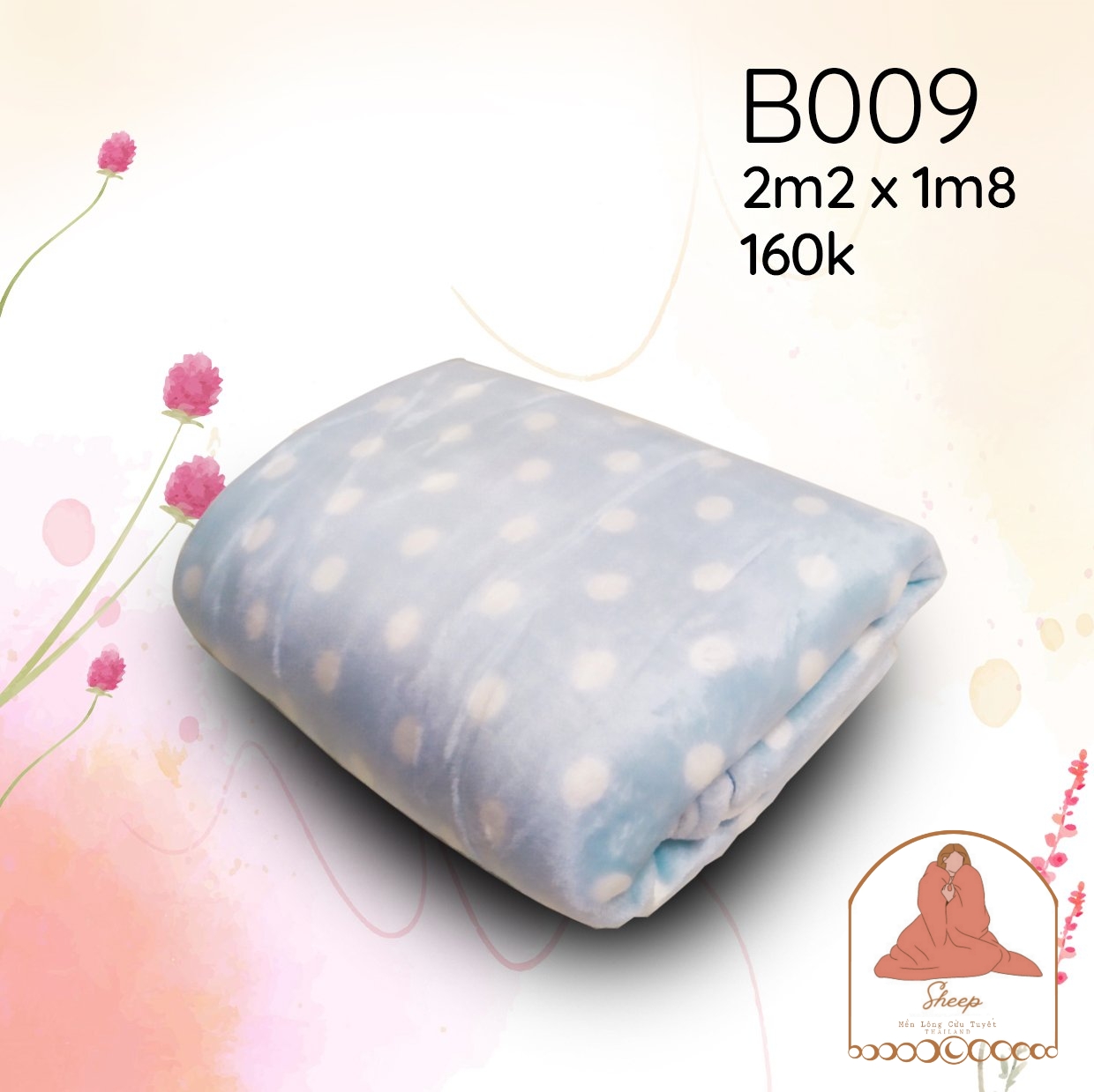 Mền Lông Tuyết Thailand 2m2 X 1m7 Siêu Mịn Xanh Ngọc Trơn 1.1kg