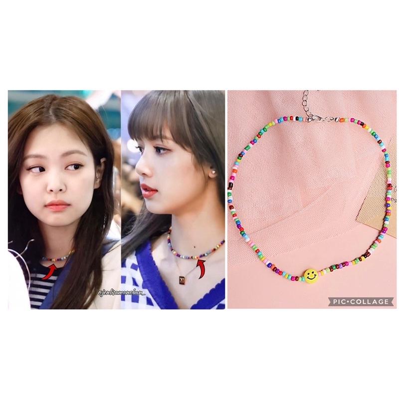 N123 Dây chuyền handmade hạt cườm nhiều màu mặt cười phong cách Hàn Quốc Lisa blackpink xinh xắn