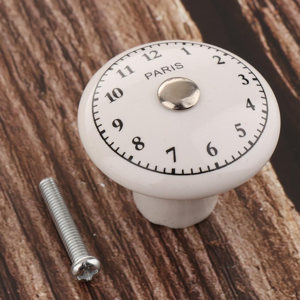 2 Pieces Round Black and White Ceramic Cabinet Knobs for Home Furniture