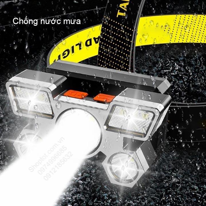 Đèn Pin LED đội đầu siêu sáng 5 pha led pin sạc gắn sẵn bên trong, cổng mUSB