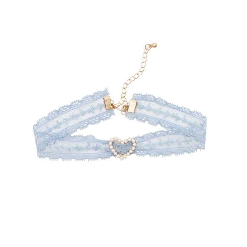 Choker ren màu xanh đính hạt - vòng cổ ren đính hạt