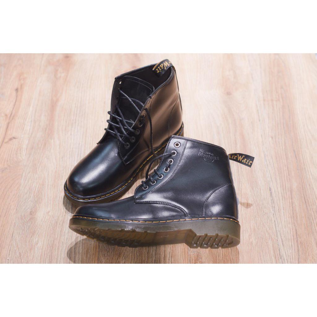 Giày Boot Nam Cổ Lửng Đế Khâu Da Trơn Màu Đen Cực Chất - M354-DEN