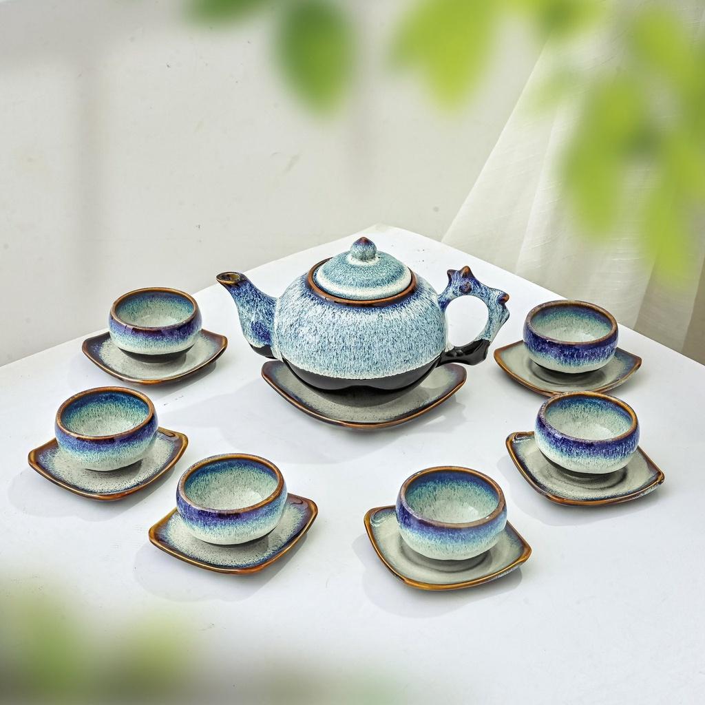 Bộ ấm chén Men hỏa biến Gốc cây - Gốm sứ Bát Tràng - Làng Gốm