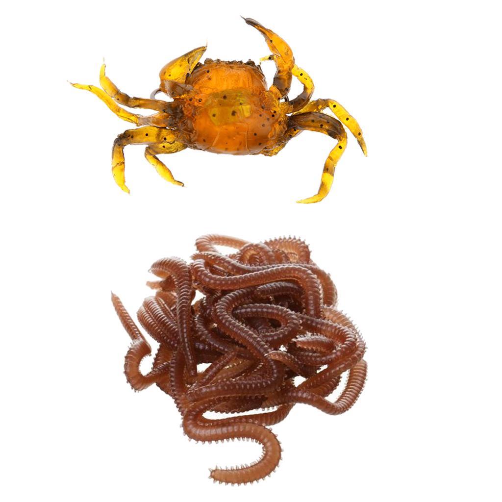 Soft Fishing Baits Crab Fishing Lures Earth Worm Lures 3D Simulation Artificial Baits