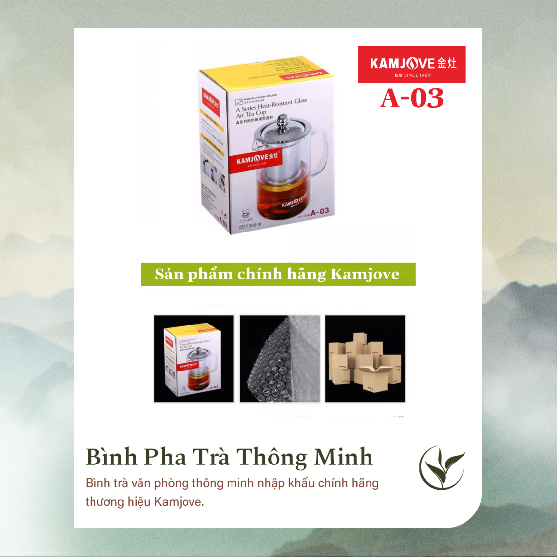 Ấm Pha Trà Thủy Tinh 500ml có lõi lọc Kamjove A-03