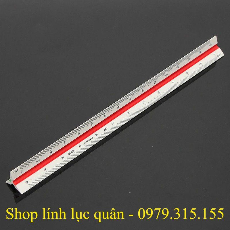 Thước chỉ huy tham mưu 3 cạnh đo tỉ lệ 1:100~1:500 chiều dài 30cm chuyên dụng chất lượng cao