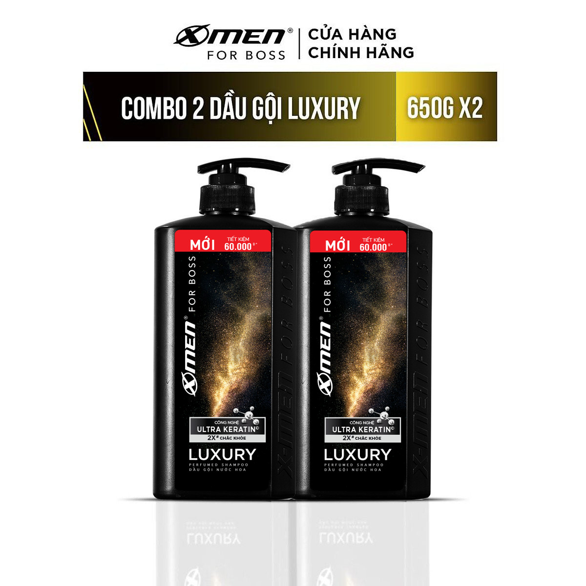 Combo 2 Dầu Gội Xmen for boss Hương Sang Trọng Luxury 650g/chai