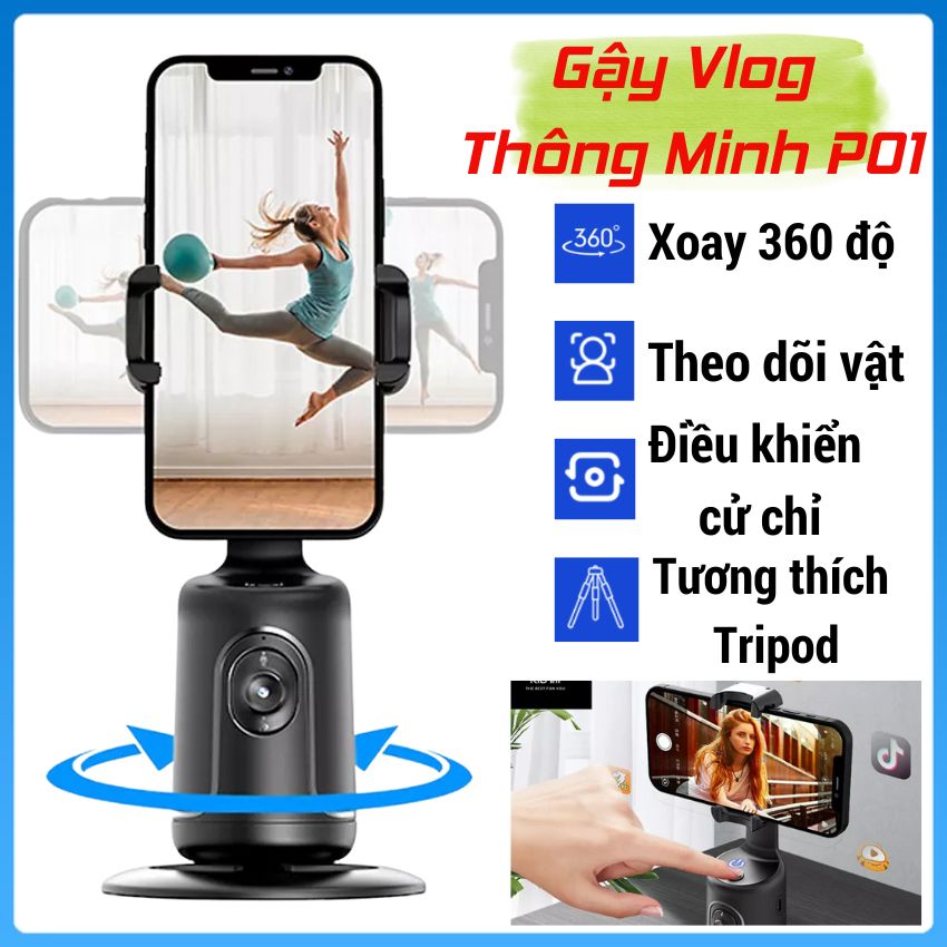 Gimbal AI kiêm giá đỡ điện thoại cảm biến thông minh quay phim chụp hình xoay 360 độ nhận diện khuôn mặt - Auto Smart Following cameraman