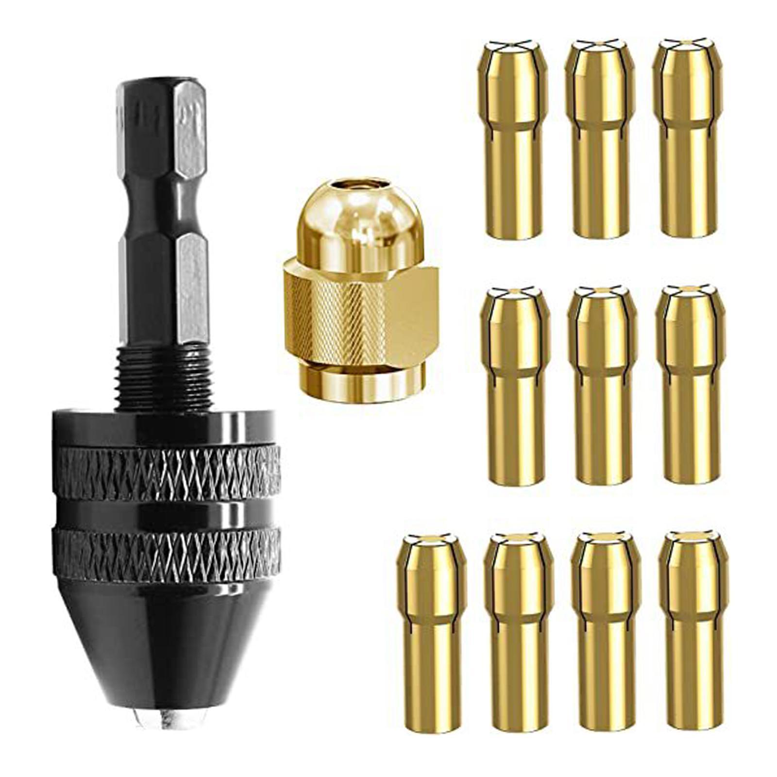 12x Collet Set Brass Collet Set Chuck Electric Motor Clamp Multi Chuck Drill Chuck for Engraving Machine Electric Grinder Fits Rotary Tools
