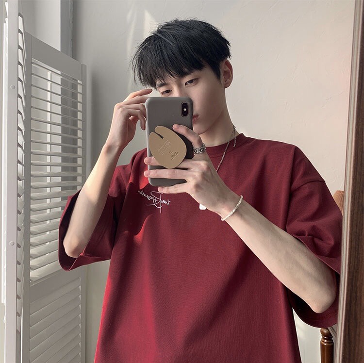 Áo phông nam nữ form rộng 2N Unisex thun cotton thêu chữ Ano màu trắng/đen/đỏ/xanh xám