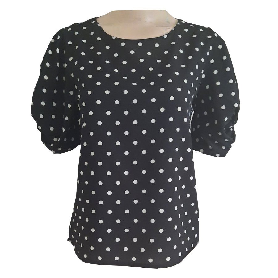 ÁO CHẤM BI NƠ TAY CÁCH ĐIỆU LẠ MẮT-AO19 – Đen – 2XL ÁO CHẤM BI NƠ TAY CÁCH ĐIỆU LẠ MẮT-AO19 – Đen – 2XL