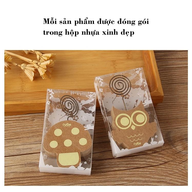 Kẹp ảnh để bàn đế gỗ hình con nhím, cú mèo, cây, nấm, kẹp cardvisit, note, quà tặng ý nghĩa Tú Vy Studio