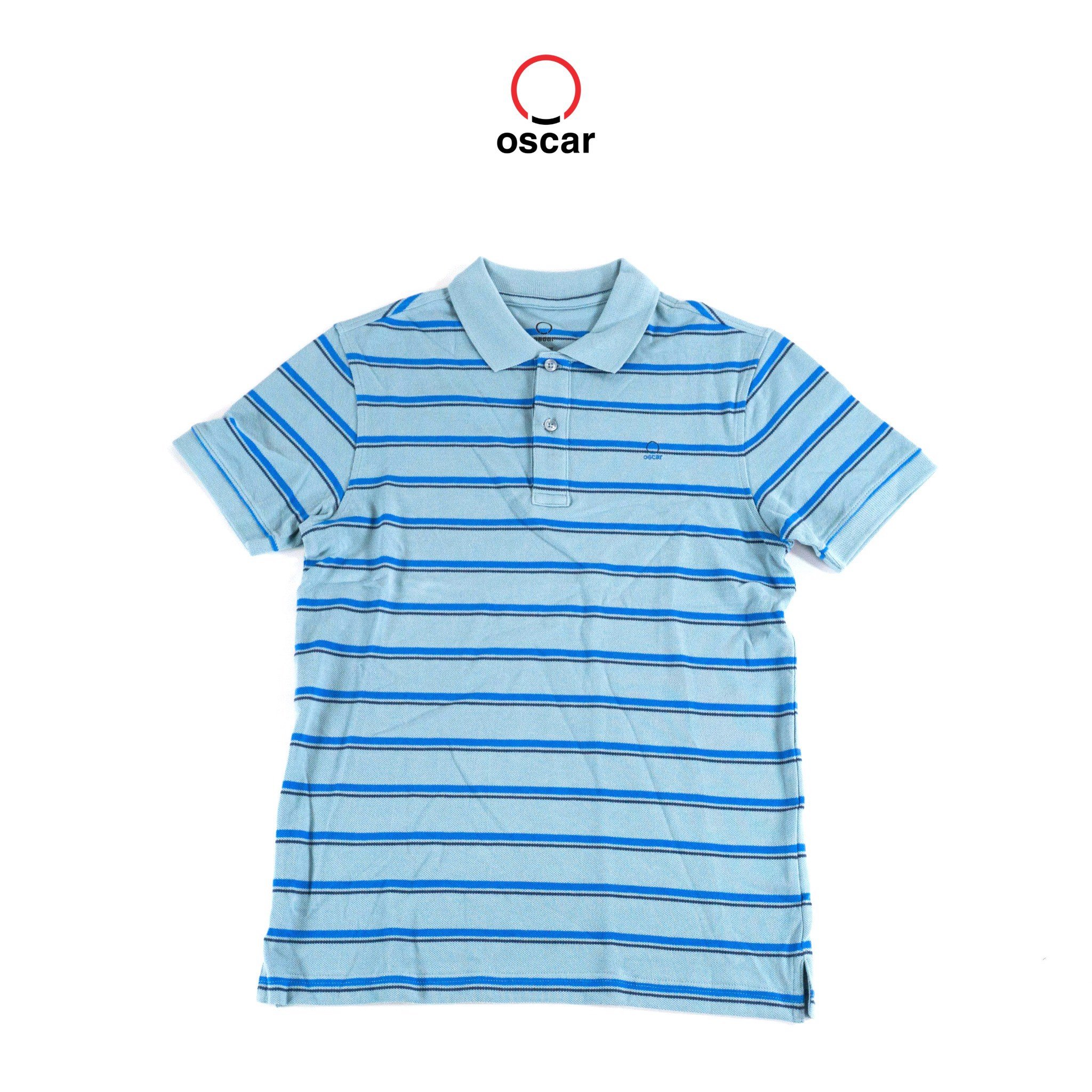 Áo thun nam polo Oscar kẻ sọc xanh, chất liệu cotton thoáng mát, hút mồ hôi tốt - OCMPKS 010