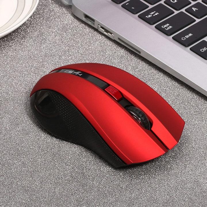 Chuột không dây HXSJ X50 Red/Black có nút trợ năng, điều chỉnh 2400DPI chuyên dùng chơi game, máy tính, laptop, tivi - HÀNG CHÍNH HÃNG