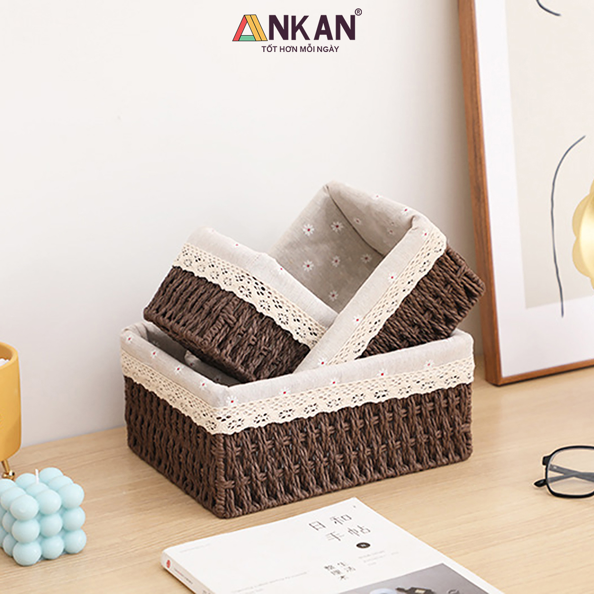Giỏ Mây Đựng Đồ, Giỏ Đựng Đồ Ăn Vặt ANKAN, Phù Hợp Các Phòng Spa, Khách Sạn Và Trang Trí Trong Nhà