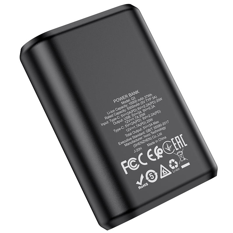 Pin dự phòng PD20W Hoco dung lượng 10000mAh Q3 tích hợp 2 cổng USB/Type-C hỗ trợ đèn Led - Hàng chính hãng