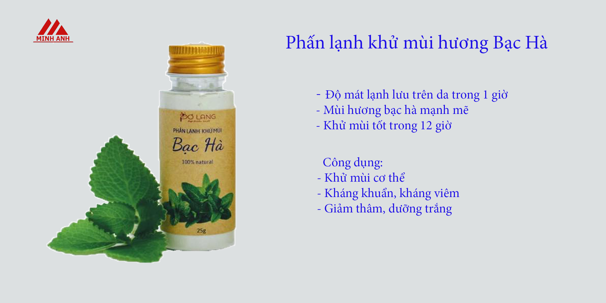 Phấn Lạnh Khử Mùi Pơ Lang 25g, Khử Mùi Cơ Thể, Ngăn Mùi Mồ Hôi, Giảm Thâm Nách, Giảm Hôi Nách, Ngừa Hôi Chân