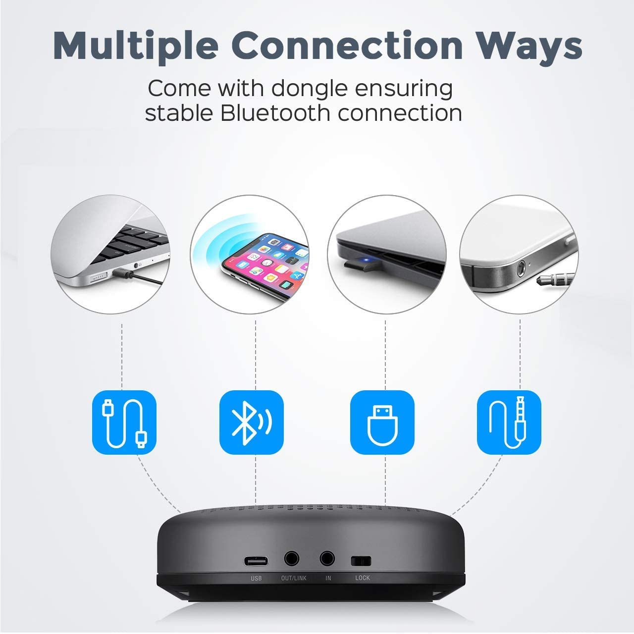 Loa Hội Nghị Emeet Luna - Bluetooth, Micro R Kèm Loa, Thu Âm 360 Độ, Lọc Tạp Âm Nền, Phù hợp 4-8 Người - Hàng Chính Hãng