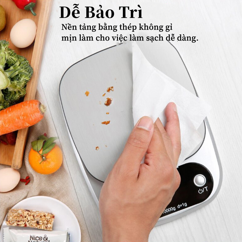 Cân tiểu ly điện tử nhà bếp mini định lượng 0.1g - 10kg làm bánh, độ chính xác cao cân thực phẩm, sử dụng 2 viên pin